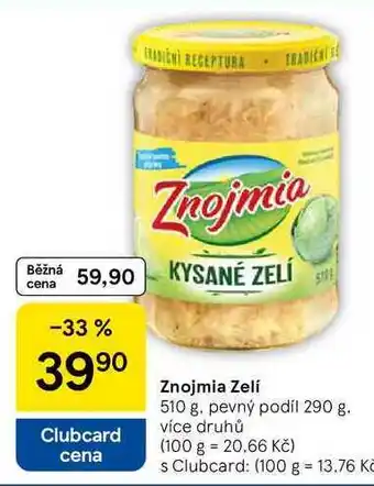 Tesco Znojmia Zeli, 510 g, pevný podíl 290 g nabídka