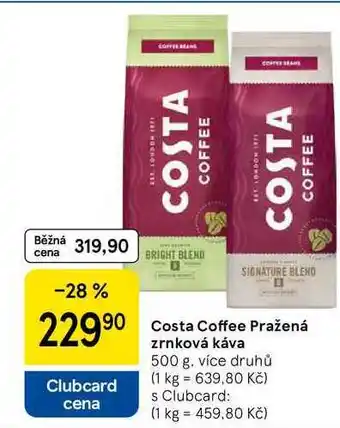 Tesco Costa Coffee Pražená zrnková káva, 500 g nabídka