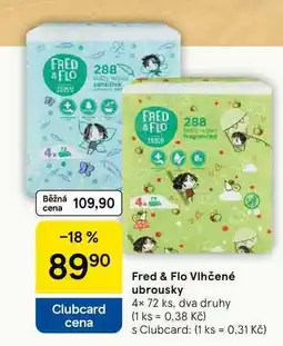 Tesco Fred & Flo Vlhčené ubrousky, 4x 72 ks, dva druhy nabídka