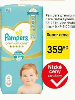 Tesco Pampers premium care Dětské pleny, 38-72 ks, více druhů nabídka