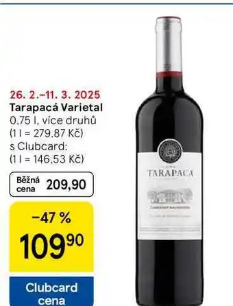 Tesco Tarapacá Varietal, 0,75 l nabídka