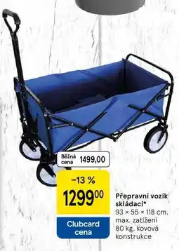 Tesco Přepravní vozík skládací, 93 × 55 × 118 cm. max. zatížení 80 kg, kovová konstrukce nabídka