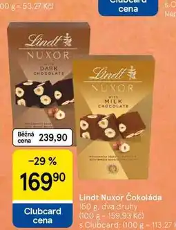 Tesco Lindt Nuxor Čokoláda, 150 g, dva druhy nabídka