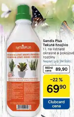 Tesco Sandis Plus Tekuté hnojivo, 1l, na listnaté okrasné a pokojové rostliny nabídka