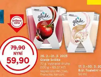 Tesco Glade Svíčka, 70 g, vybrané druhy nabídka