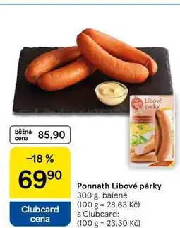 Tesco Ponnath Libové párky, 300 g, balené nabídka