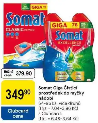 Tesco Somat Giga Čisticí prostředek do myčky nádobí, 54-96 ks, více druhů nabídka