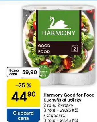 Tesco Harmony Good for Food Kuchyňské utěrky, 2 role, 2 vrstvy nabídka