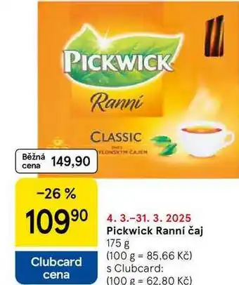 Tesco Pickwick Ranní čaj, 175 g nabídka