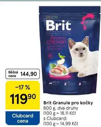 Tesco Brit Granule pro kočky, 800 g. dva druhy nabídka