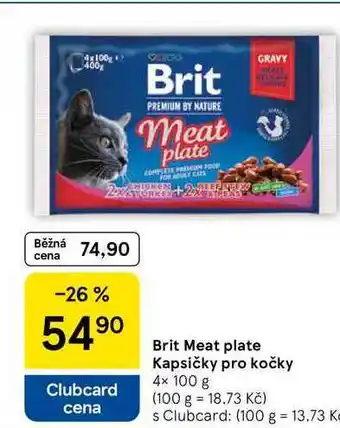 Tesco Brit Meat plate Kapsičky pro kočky, 4× 100 g nabídka