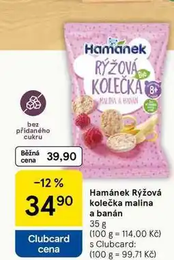 Tesco Hamánek Rýžová kolečka malina a banán, 35 g nabídka