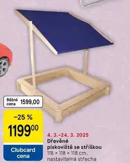 Tesco Dřevěné pískoviště se stříškou 118 x 118 118 cm, nastavitelná střecha nabídka