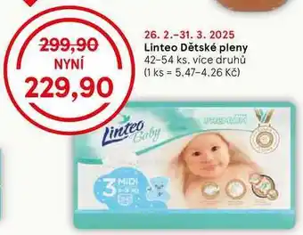 Tesco Linteo Dětské pleny, 42-54 ks, více druhů nabídka