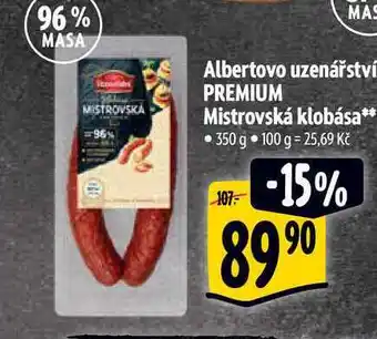 Albert Albertovo uzenářství PREMIUM Mistrovská klobása 350 g nabídka