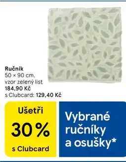 Tesco Ručník 50 x 90 cm. vzor zelený list nabídka