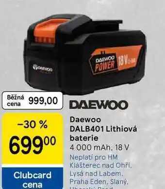 Tesco DAEWOO DALB401 Lithiová baterie 4 000 mAh, 18 V nabídka