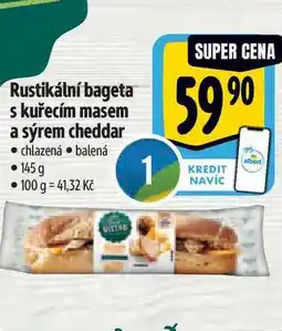 Albert Rustikální bageta s kuřecím masem a sýrem cheddar 145 g nabídka