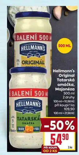 Billa Hellmann's Original Tatarská omáčka, Majonéza 500 ml nabídka