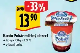 Albert Kunín Pohár mléčný dezert nabídka