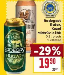 Billa Radegast Ratar, Kozel Mistrův ležák nabídka