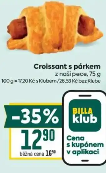 Billa Croissant s párkem nabídka