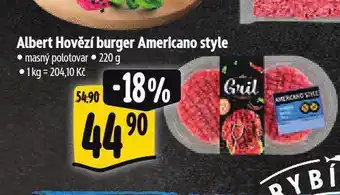 Albert Hovězí burger americano style nabídka