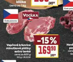 Billa Vepřová krkovice minutkové plátky extra tenké nabídka