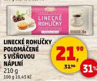 Penny Market LINECKÉ ROHLÍČKY POLOMÁČENÉ S VIŠŇOVOU NÁPLNÍ, 210 g nabídka