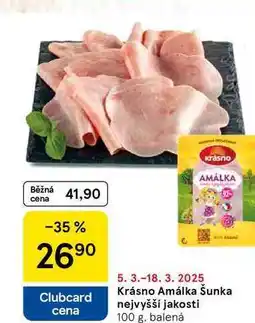 Tesco Krásno Amálka Šunka nejvyšší jakosti, 100 g, balená nabídka