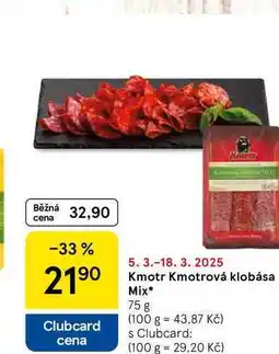 Tesco Kmotr Kmotrová klobása Mix, 75 g nabídka