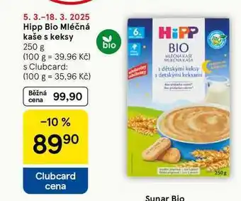 Tesco Hipp Bio Mléčná kaše s keksy, 250 g nabídka