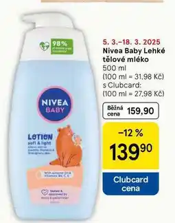 Tesco Nivea Baby Lehké tělové mléko, 500 ml nabídka