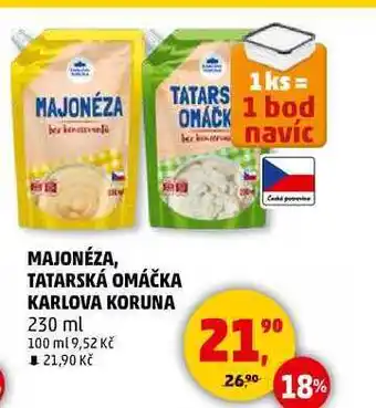 Penny Market MAJONÉZA, TATARSKÁ OMÁČKA KARLOVA KORUNA, 230 ml nabídka