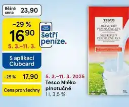 Tesco Tesco Mléko plnotučné 3,5%, 1 l nabídka