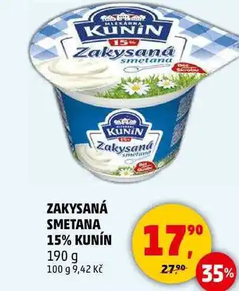 Penny Market MLEKARNA KUNIN ZAKYSANÁ SMETANA 15%, 190 g nabídka