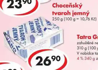 CBA Choceňský tvaroh jemný, 250 g nabídka