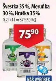 CBA Švestka 35%, Meruňka 30%, Hruška 35%, 0,2 l nabídka