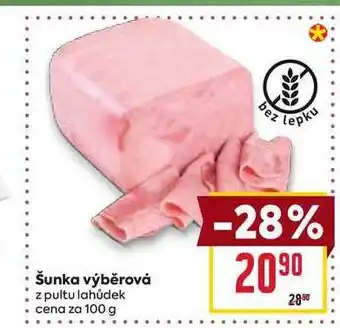 Billa Šunka výběrová z pultu lahůdek cena za 100 g nabídka