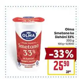 Billa Olma Smetana ke šlehání 33% 200 g nabídka