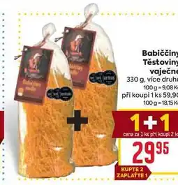 Billa Babiččiny Těstoviny vaječné 330 g nabídka