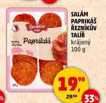 Penny Market SALÁM PAPRIKÁŠ ŘEZNÍKŮV TALÍŘ krájený, 100 g nabídka