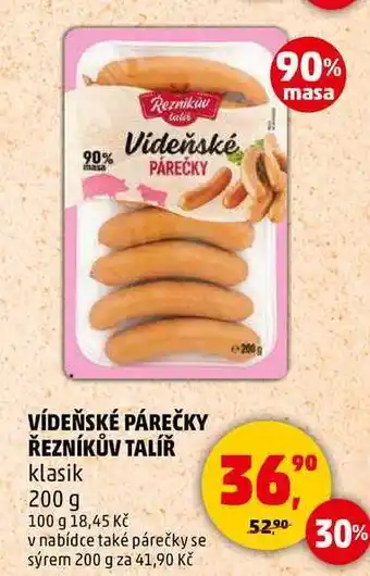 Penny Market VÍDEŇSKÉ PÁREČKY ŘEZNÍKŮV TALÍŘ klasik, 200 g nabídka