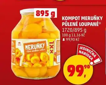 Penny Market KOMPOT MERUŇKY PŮLENÉ LOUPANÉ, 1720/895 g nabídka