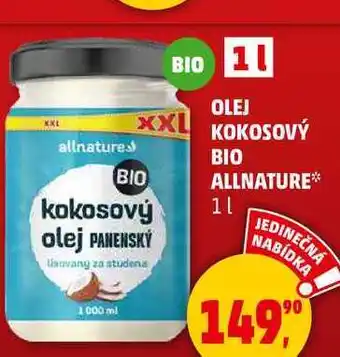 Penny Market ALLNATURE kokosový olej bio, 1 l nabídka