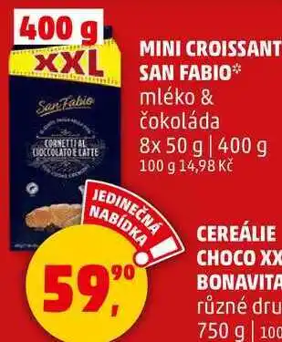 Penny Market MINI CROISSANT SAN FABIO mléko & čokoláda, 8x 50 g, 400 g nabídka