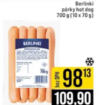 Jip Berlinki párky hot dog nabídka