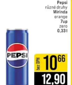 Jip Pepsi různé druhy Mirinda orange 7up zero nabídka