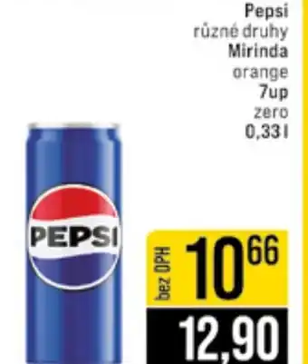 Jip Pepsi různé druhy Mirinda orange 7up zero nabídka