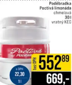 Jip Poděbradka Poctivá limonáda chmelová nabídka